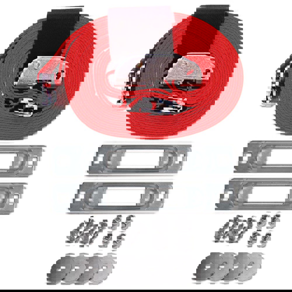 Tie Down Kits; Type: Cart Tie Down Kit ; Color: Red ; Material: Steel; Polyester ; Overall Length (Feet): 16 ; Number of Hooks: 2 ; Head/Holder Diameter (Fractional Inch): 2